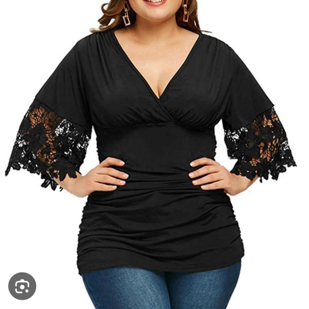 NEXTMIA WOMEN'S SEXY BLACK V NECK EMPIRE WAIST ROUCHED SIDES Size 22 NWT